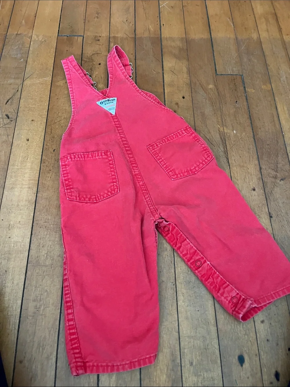 Vintage USA made OshKosh B'gosh Bright Red Kids Overalls